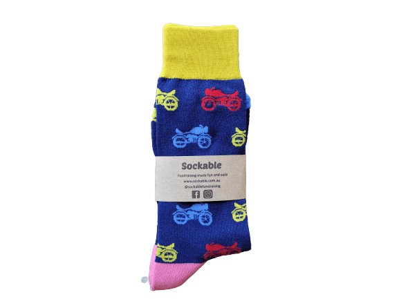 Multicoloured Motorcycle Socks Sockable Fundraising