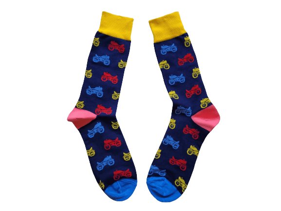 Multicoloured Motorcycle Socks Sockable Fundraising