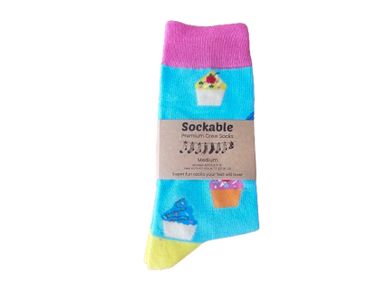 Cupcake socks with recycled card label ready for gifting or fundraising